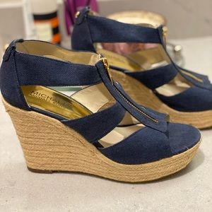 Michael Kors Blue Wedge Heels (Size 7.5)